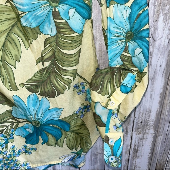 Talbots Green Floral Palm Button Down - Picture 3 of 6